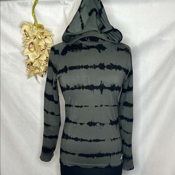 SOLD - Adidas Primeknit Fitted Tie-Dye Hooded Top - Grey and Black - Picture 1 of 4